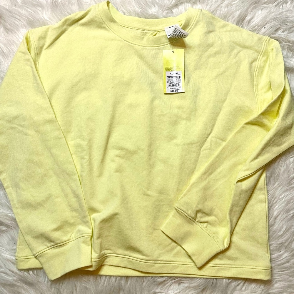 ALL IN MOTION LIGHTWEIGHT CREWNECK SWEATSHIRT | YELLOW | SIZE: 14 KIDS